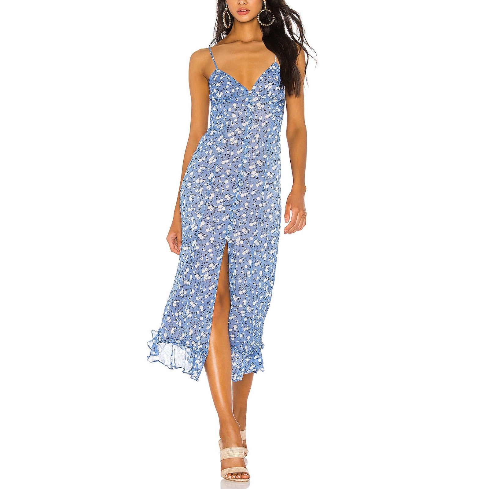 Majorelle 'Quincy' Blue Polyester Midi Dress Size XS