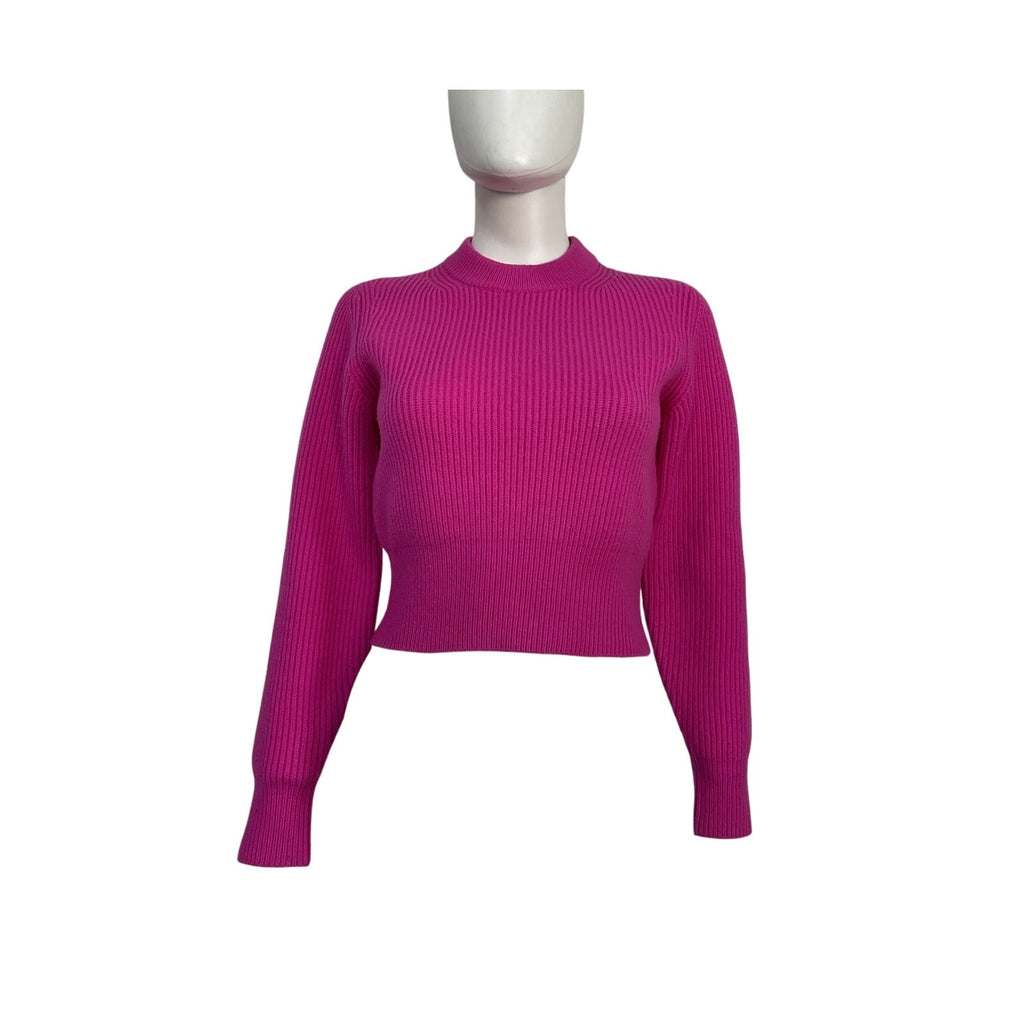 Alexander Wang Pink Wool Cropped Ribbed Sweater Size XS