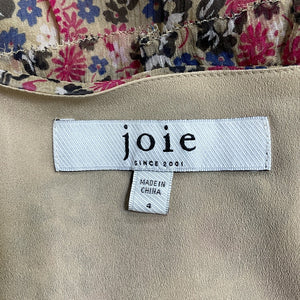 Joie Floral Pale Khaki Multi Tan Adanson Dress Size 4