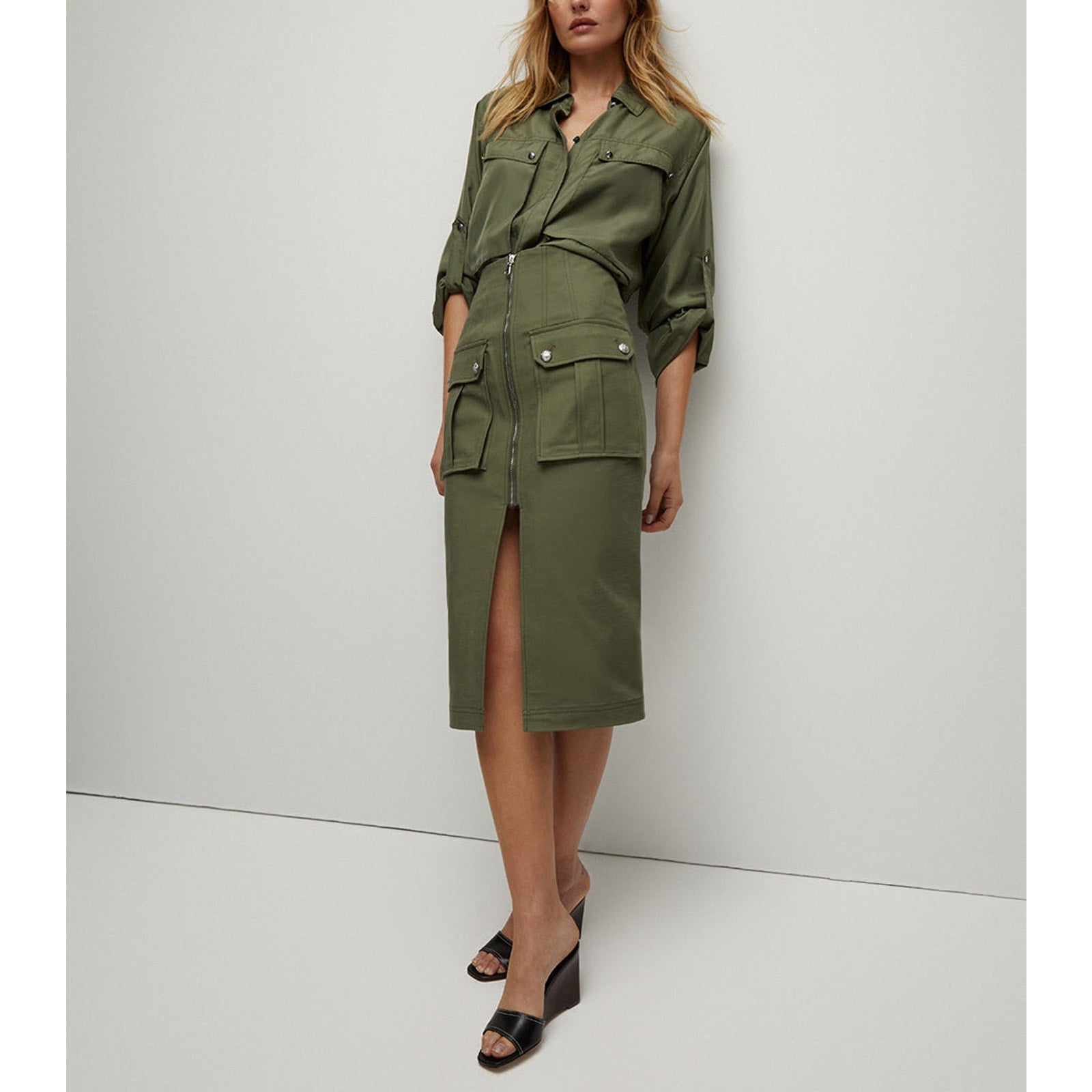 Veronica Beard 'Dallas' Green Cargo Skirt Size 4 - NWT