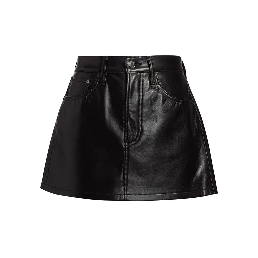 Agolde 'Liv' Black Leather Mini Skirt Size 29