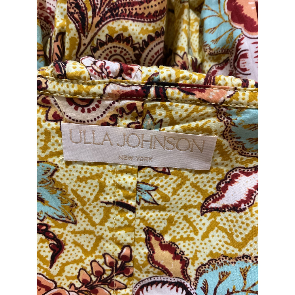 Ulla Johnson 'Lila' Yellow Cotton Off-The-Shoulder Cotton Mini Dress Size 4