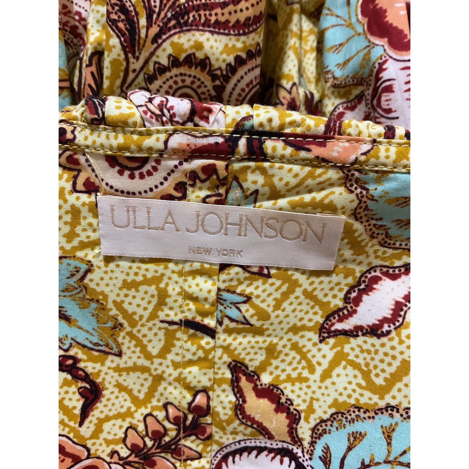 Ulla Johnson 'Lila' Yellow Cotton Off-The-Shoulder Cotton Mini Dress Size 4