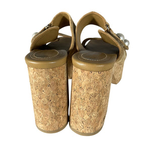 Jimmy Choo Cork & Suede Platform Mules Size 39 EU / US 9