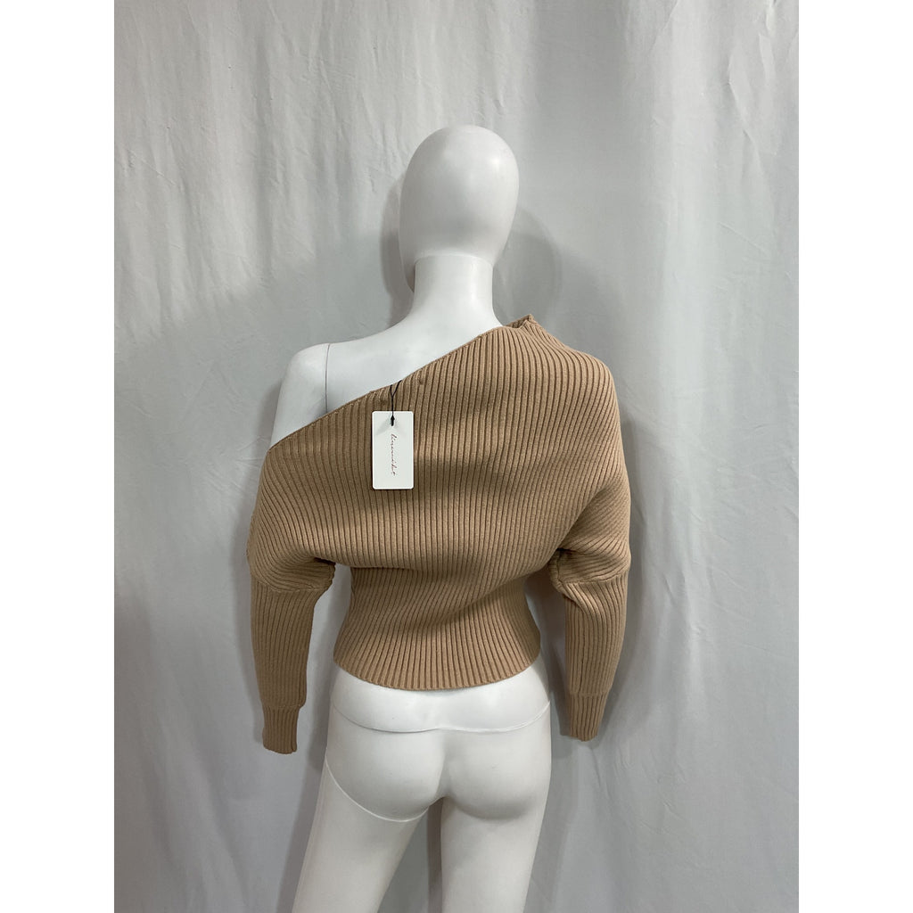 Line & Dot 'Blair' Tan Off Shoulder Sweater Size S - NWT
