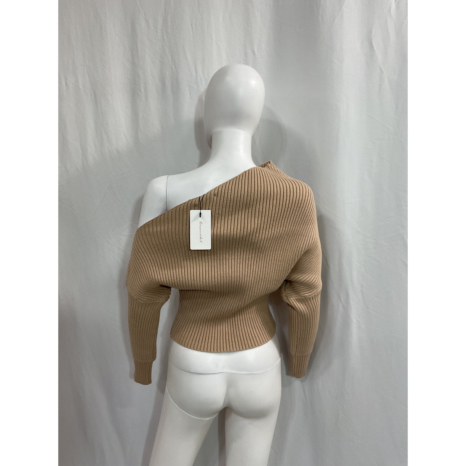 Line & Dot 'Blair' Tan Off Shoulder Sweater Size S - NWT