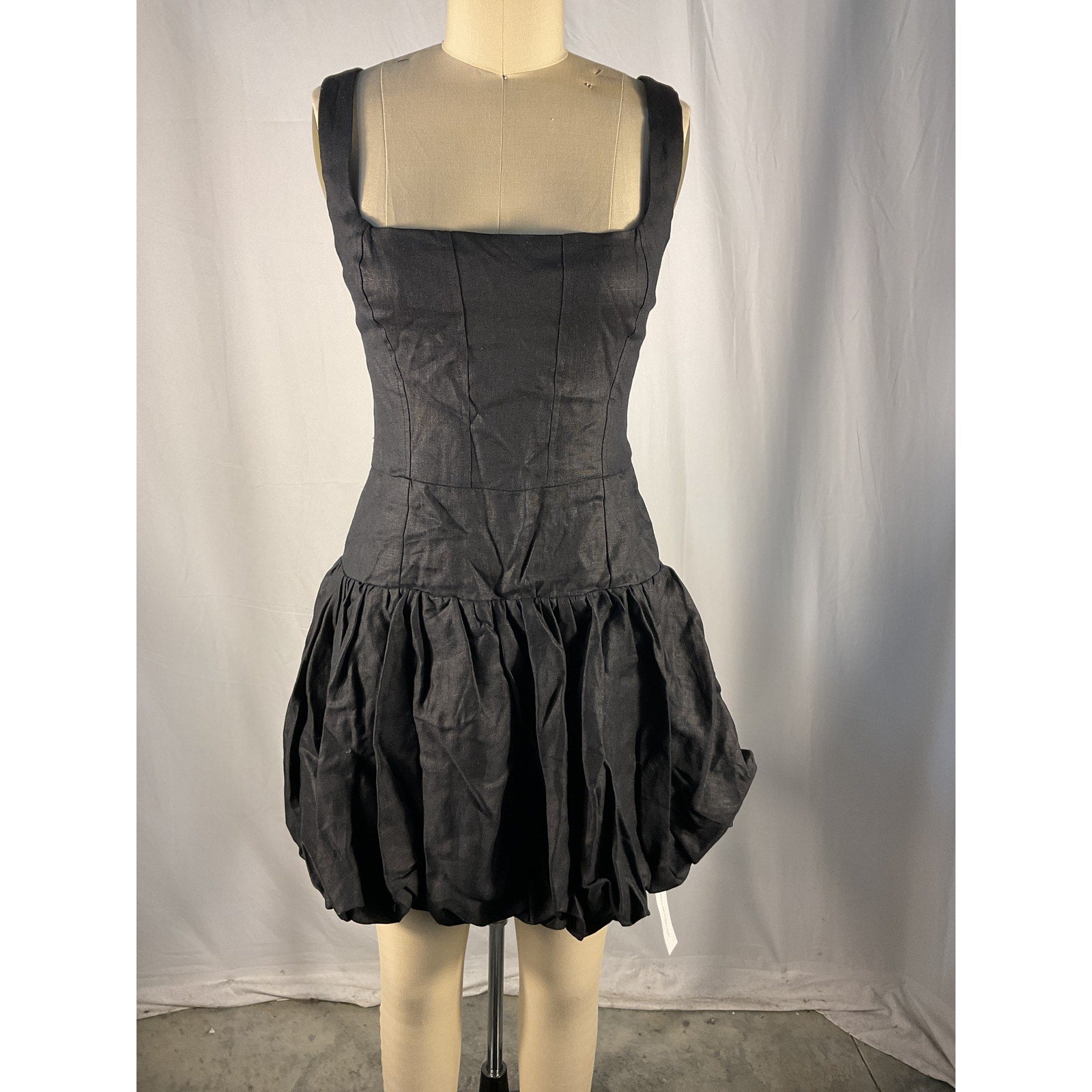 Reformation 'Delia' Black Linen Dress Size 8 - NWT