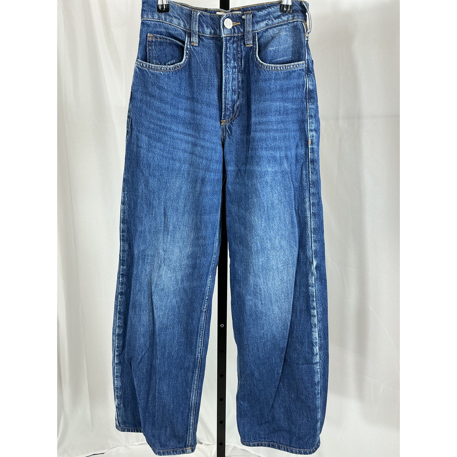Frame 'Le' Blue Cotton High N Tight Wide Leg Denim Jean Size 23