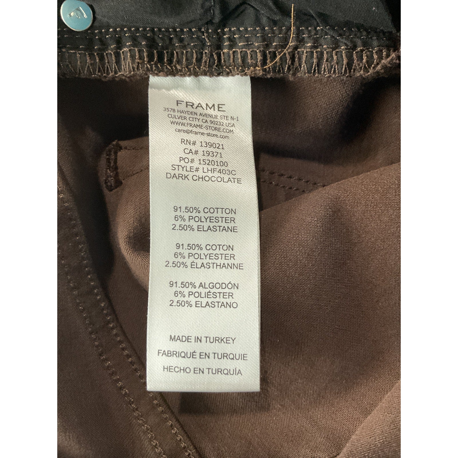Frame 'Le' Brown Cotton High Flare Coated Size 31