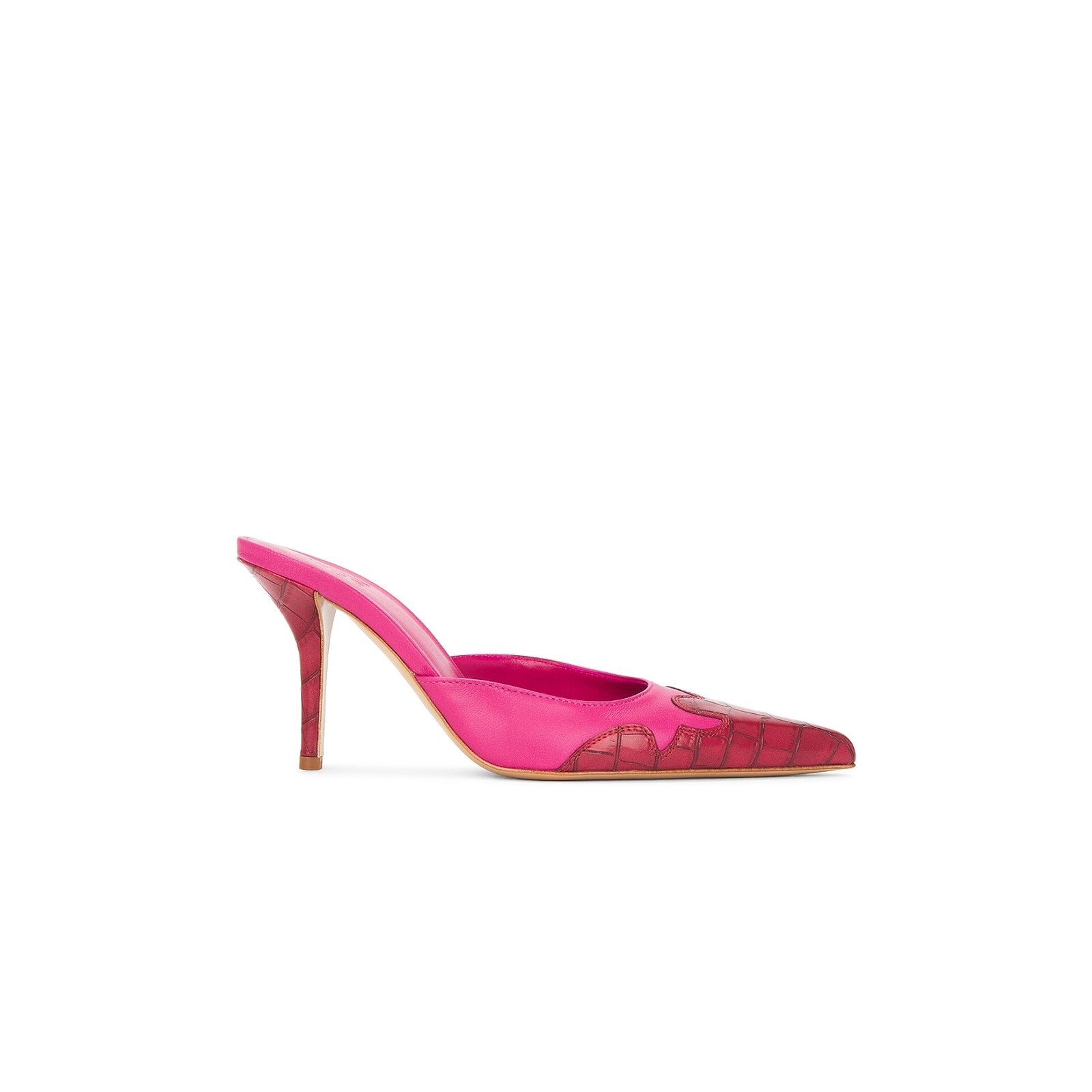 Gia Borghini x Miaou Pink 'June' Leather Croc Embossed Mule Size 7.5