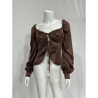 Majorelle 'Waldorf' Brown Satin Top Size M