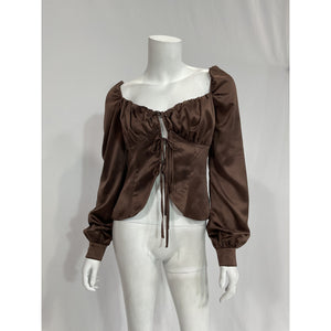 Majorelle 'Waldorf' Brown Satin Top Size M