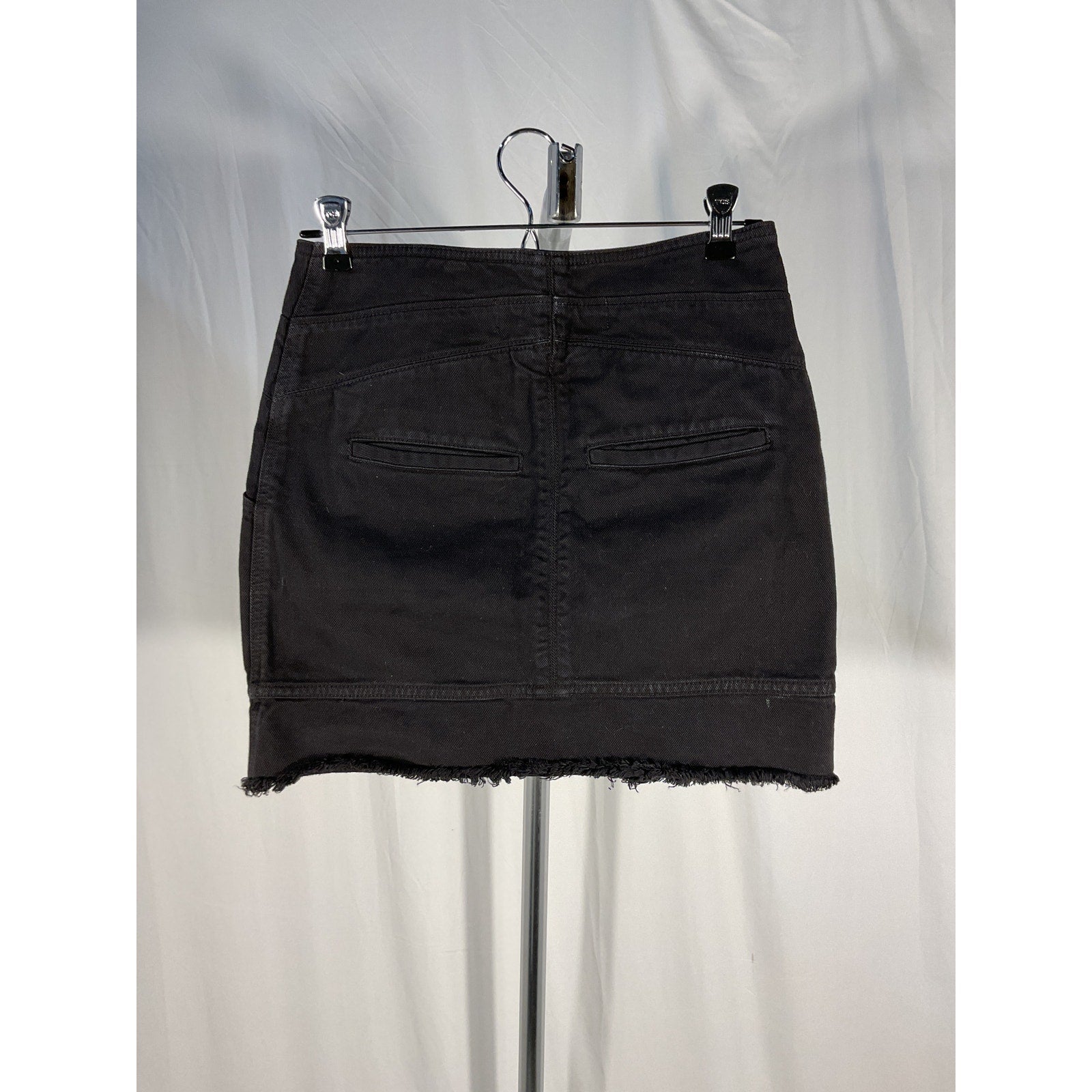 Iro 'Binda' Black Frayed Denim Mini Skirt Size 4