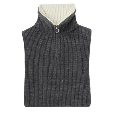 Sandro Ribbed Grey Half-Zip Scarf