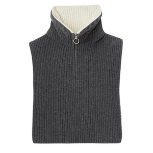 Sandro Ribbed Grey Half-Zip Scarf