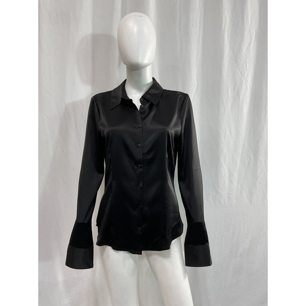 Reformation 'Jodie' Black Satin Top Size 8