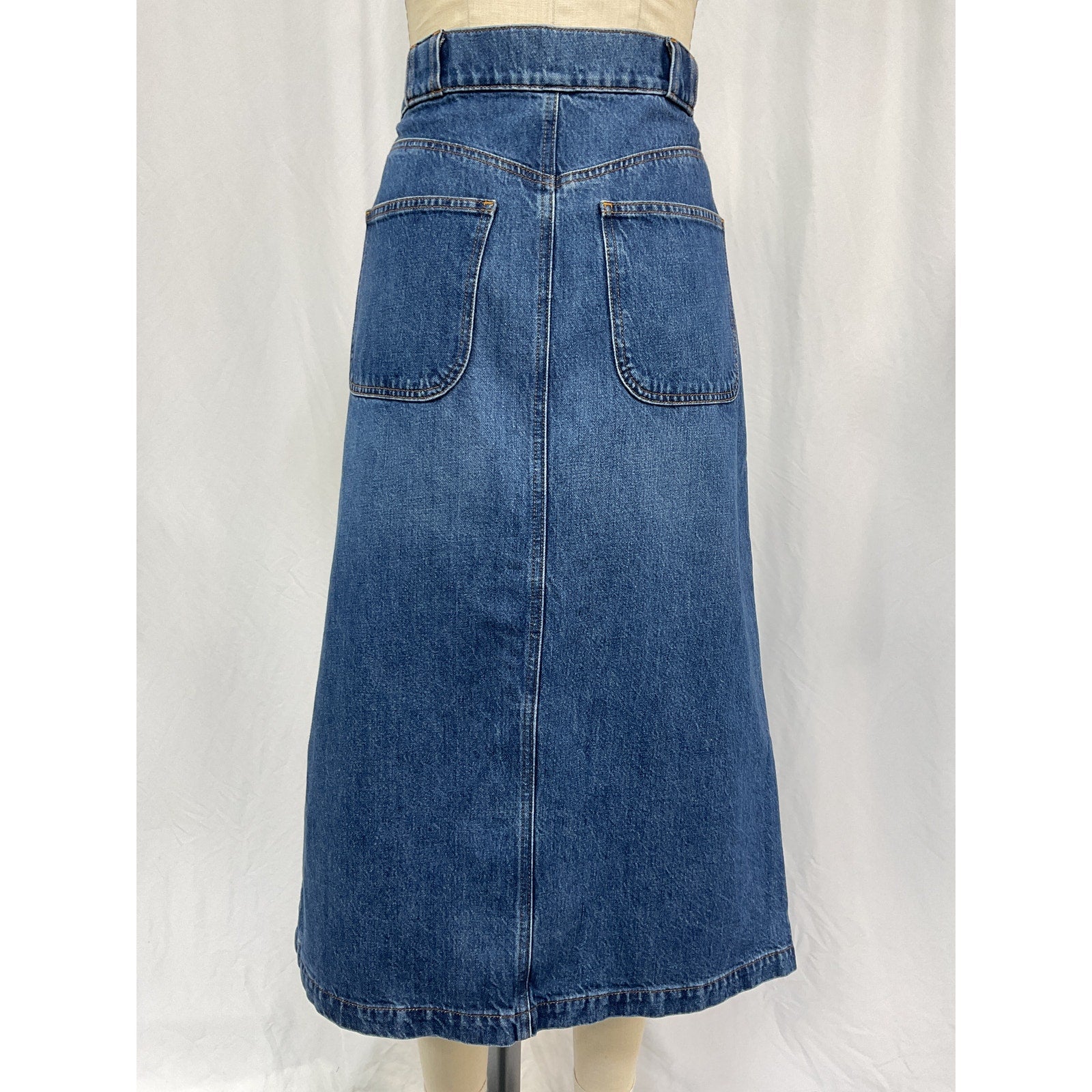 Frame Modern Pocket Blue Cotton Midi Skirt Size 28