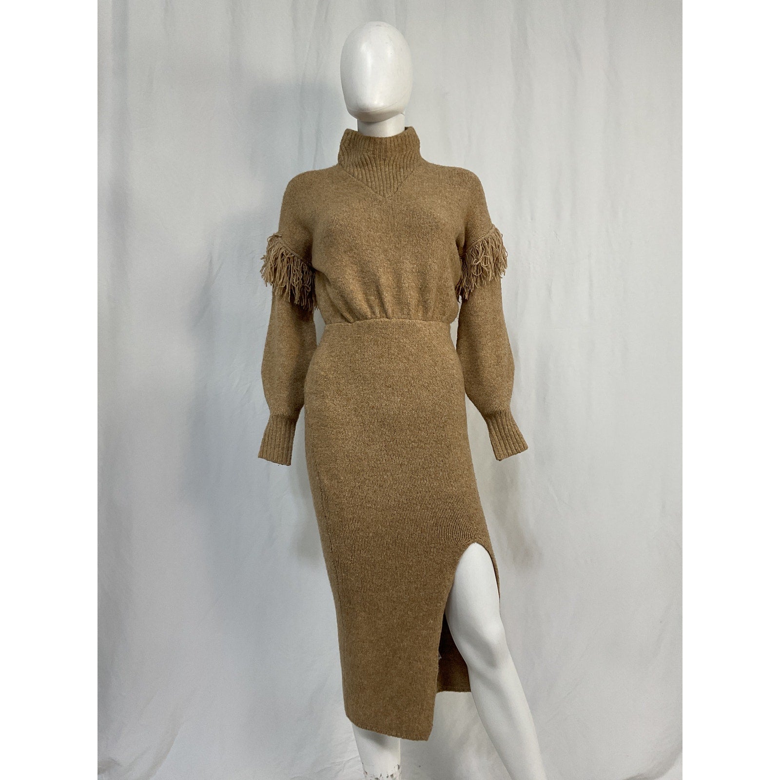 Saylor 'Angelle' Brown Acrylic Sweater Dress Size XS