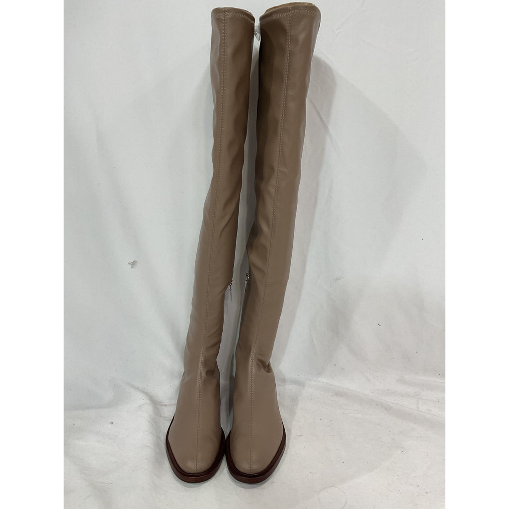 Schutz Brown Leather Over The Knee Boot High Top Heel Size 7.5 - NWT