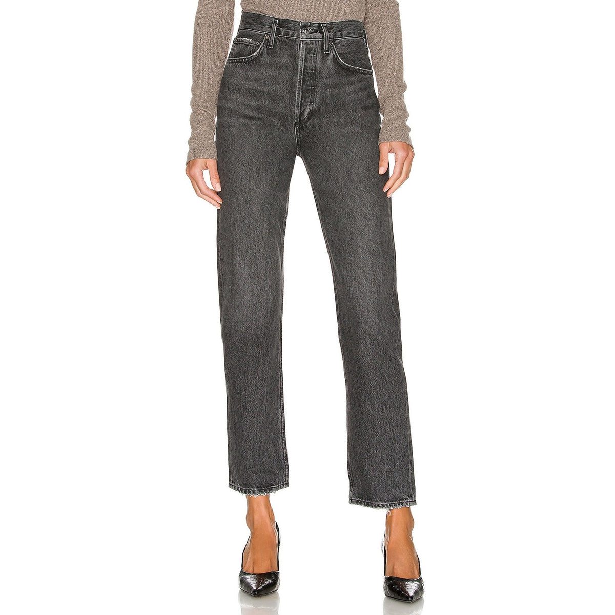 Agolde Classic Black 90s Pinch Waist Denim Jeans Size 27