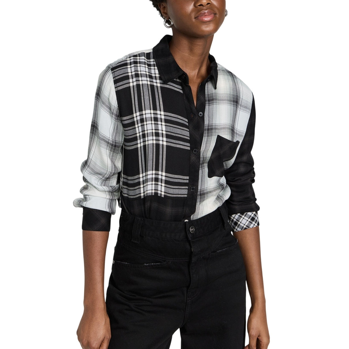 Rails Patchwork Mixed Onyx Plaid Hunter Shirt Size M