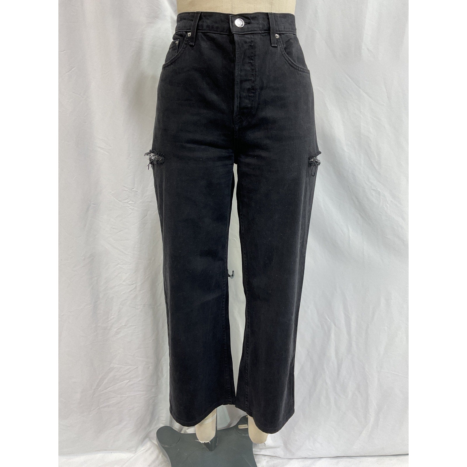 Grlfrnd 'Bella' Black Cotton Low Rise Boyfriend Denim Jean Size 27