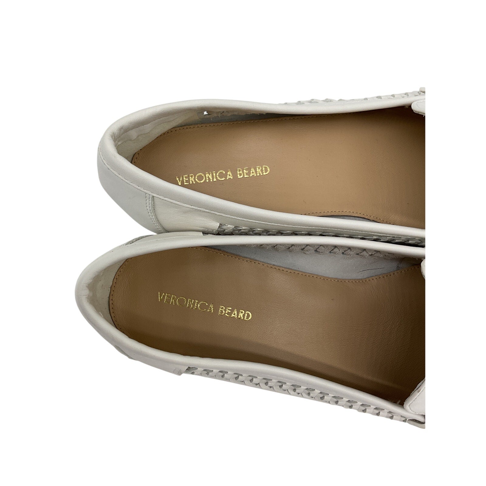 Veronica Beard 'Penny' White Leather Woven Leather Loafer Size 11