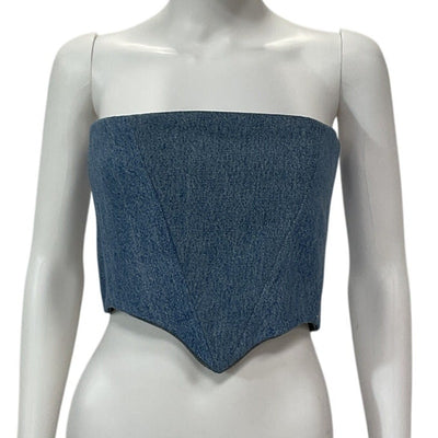 Sami Miro Vintage Denim Blue Corset Top Size XS