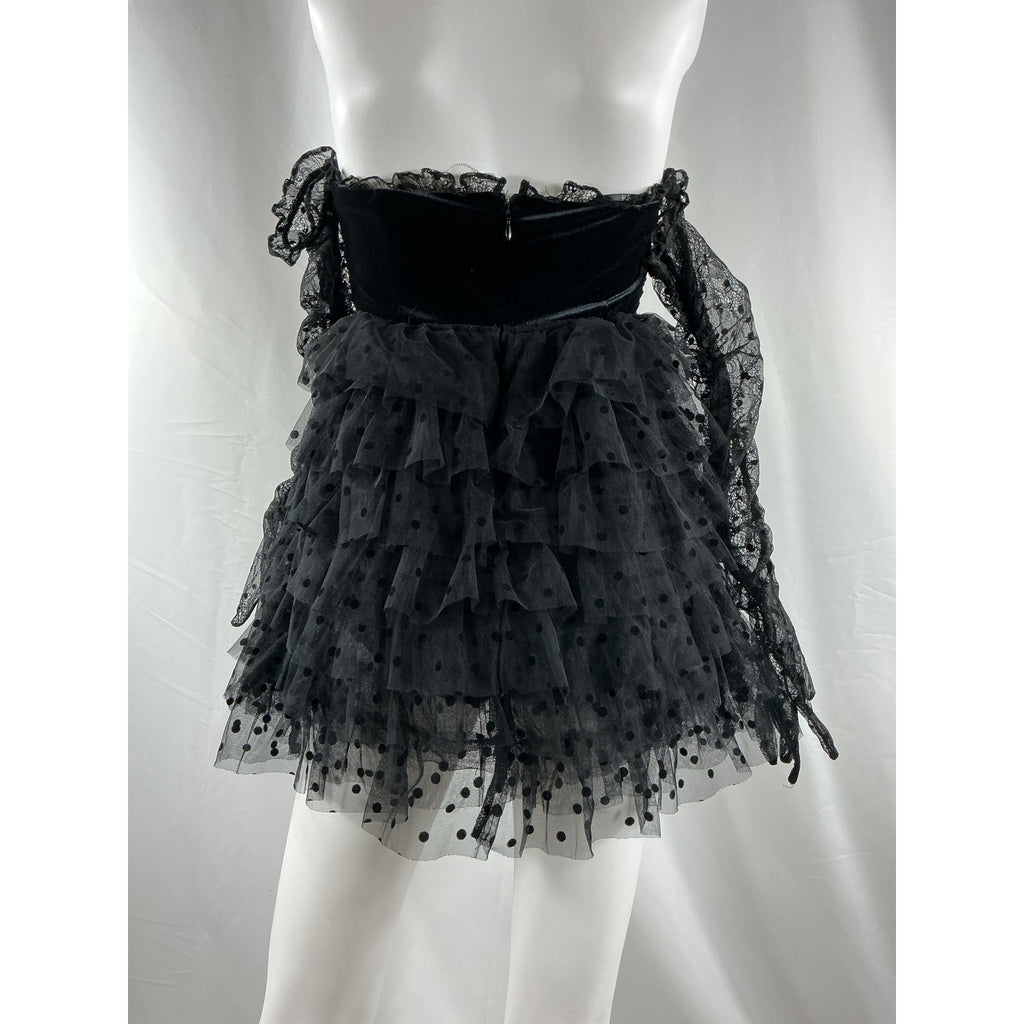 For Love & Lemons 'Jourdan' Black Polyester Off The Shoulder Mini Dress Size S