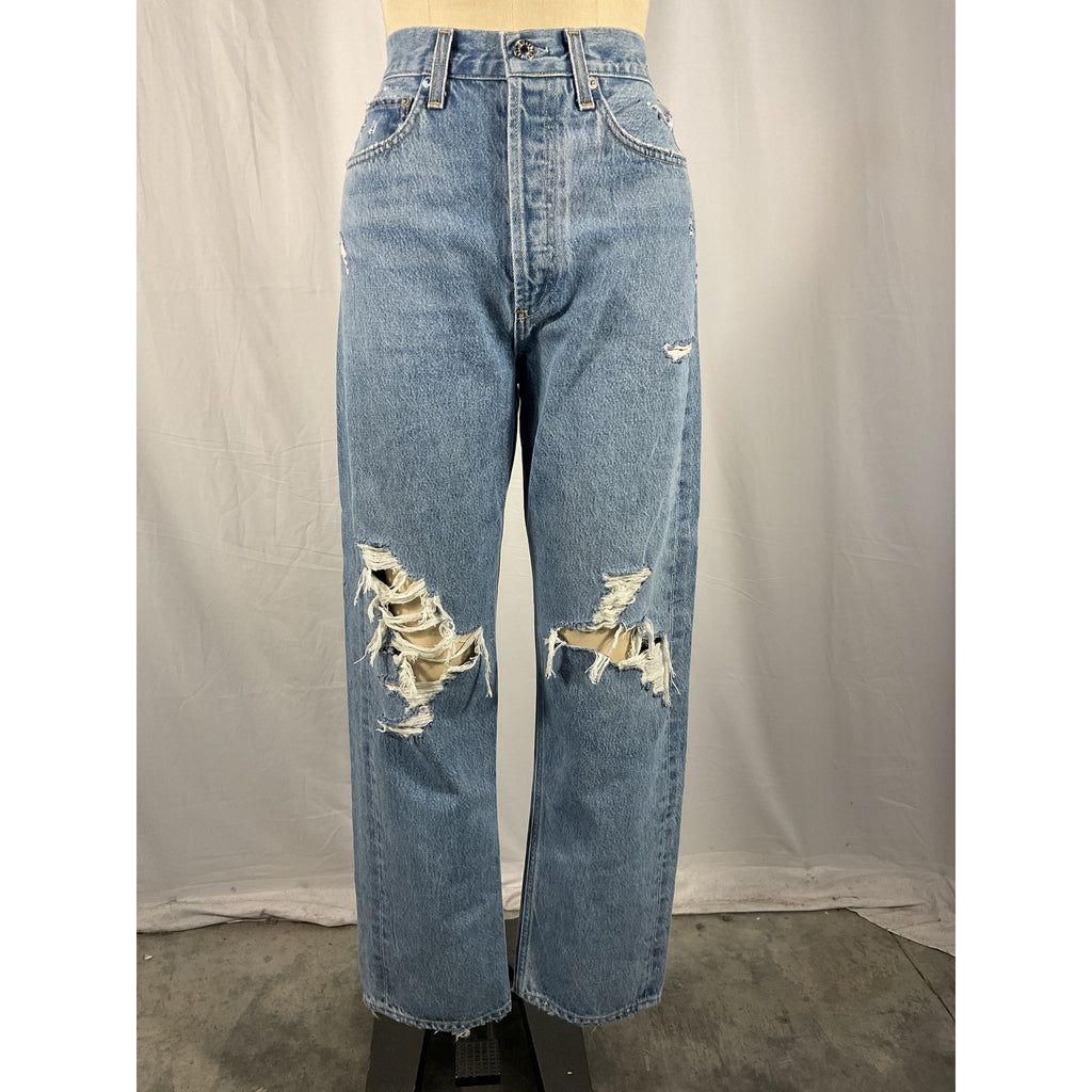 Agolde '90'S' Blue Cotton Mid Rise Loose Fit Size 26