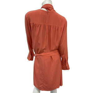Victoria Beckham Pleated Peach Mini Dress Size Uk 12 / US 8