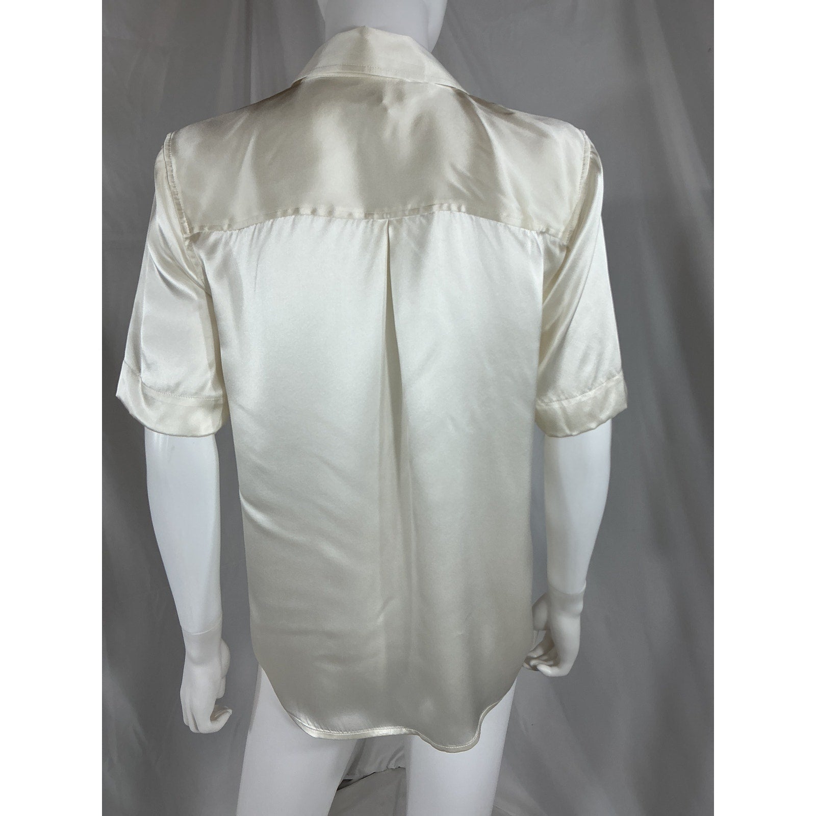 L'Agence 'Ellah' White Silk Short Sleeve Blouse Size S