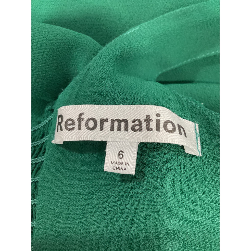 Reformation 'Twilight' Green Square Neck Dress Size 6