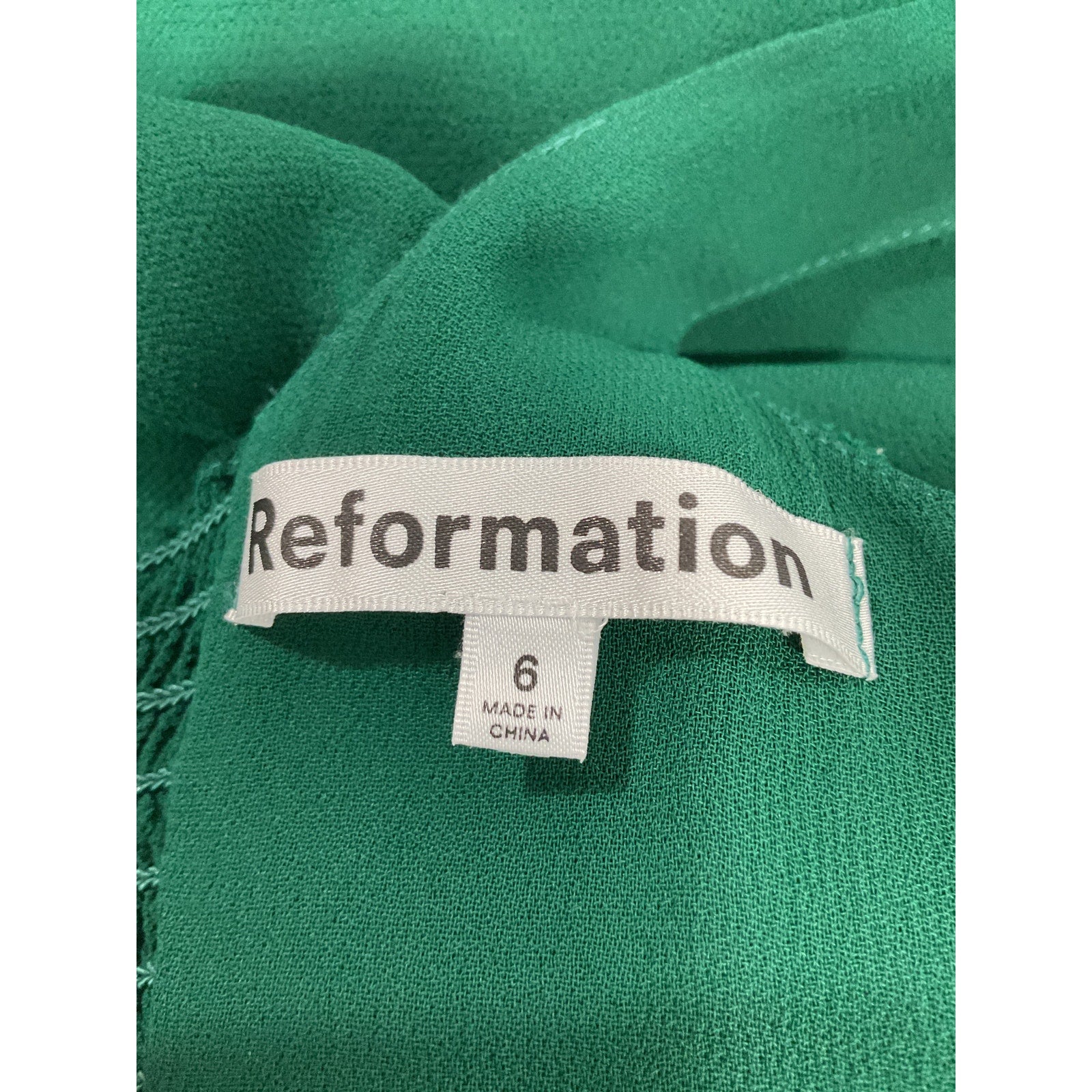 Reformation 'Twilight' Green Square Neck Dress Size 6