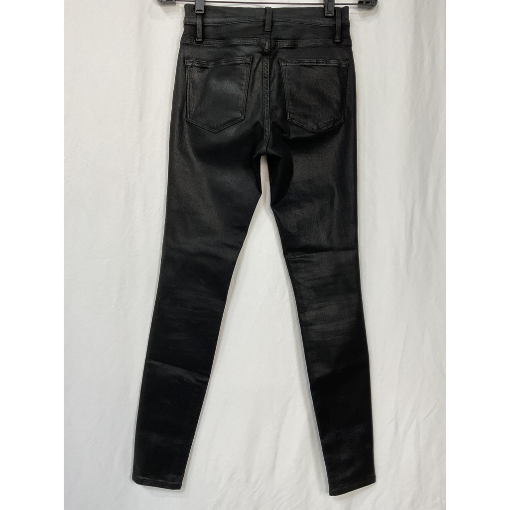 Frame Le Skinny 'De Jeanne' Black Cotton Coated Jeans Size 25