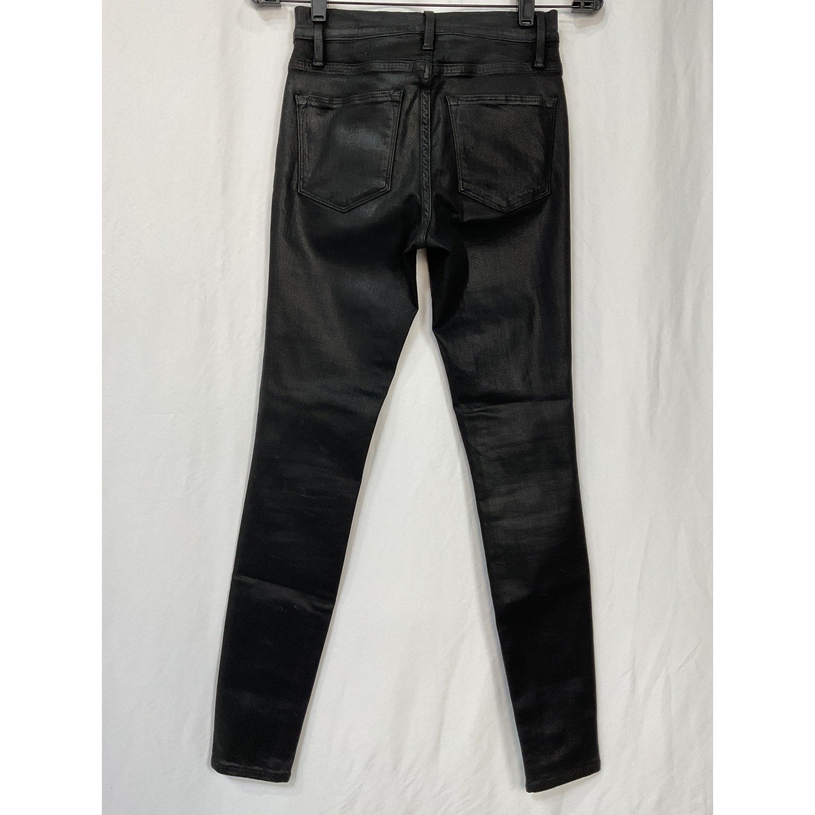 Frame Le Skinny 'De Jeanne' Black Cotton Coated Jeans Size 25