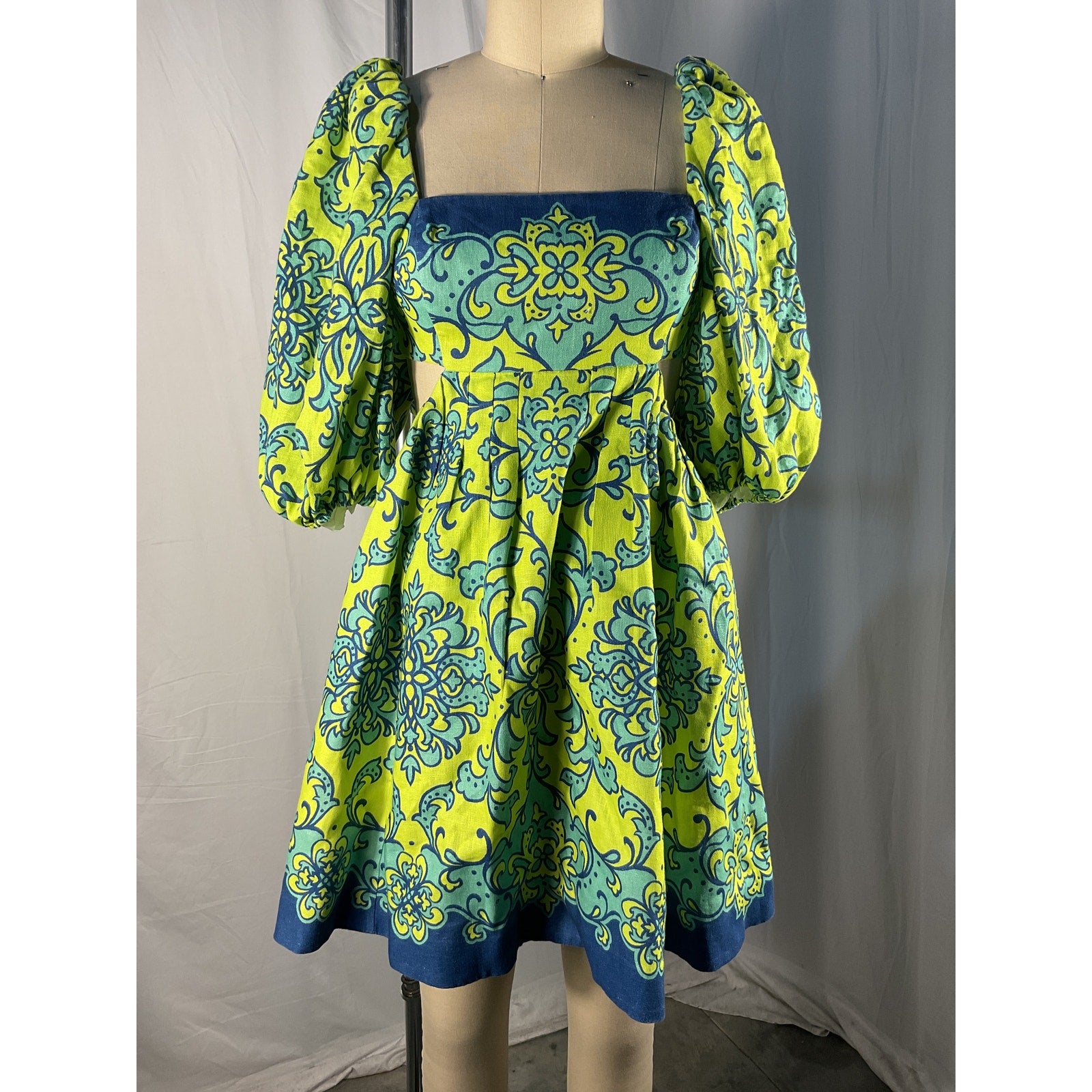 Zimmermann 'Nina' Green Linen Cut Out Mini Dress Size 1