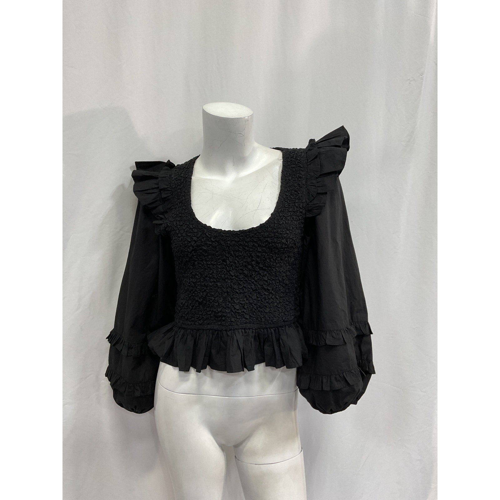 Cleobella 'Veronika Solid' Black Poplin Blouse Size S