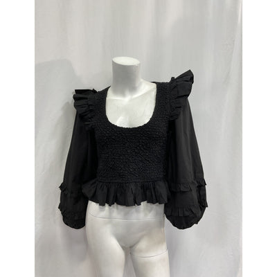 Cleobella 'Veronika Solid' Black Poplin Blouse Size S