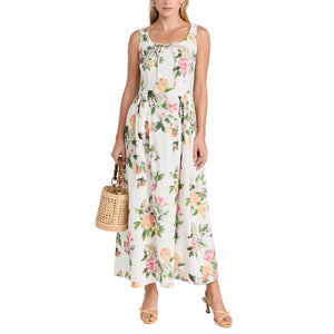 Tach Clothing Floral Linen Multicolor Shisha Maxi Dress Size L