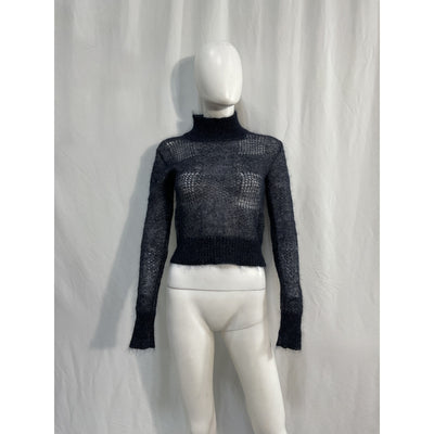 Woolrich See-Through Blue Cashmere  Mohair Wool Blend Knit Top Size XS