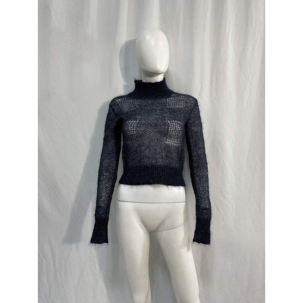Woolrich See-Through Blue Cashmere  Mohair Wool Blend Knit Top Size XS