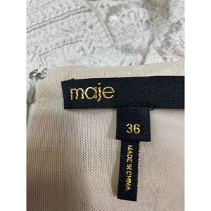 Maje 'Richet' White V Neck Sequined Mini Dress Size 36