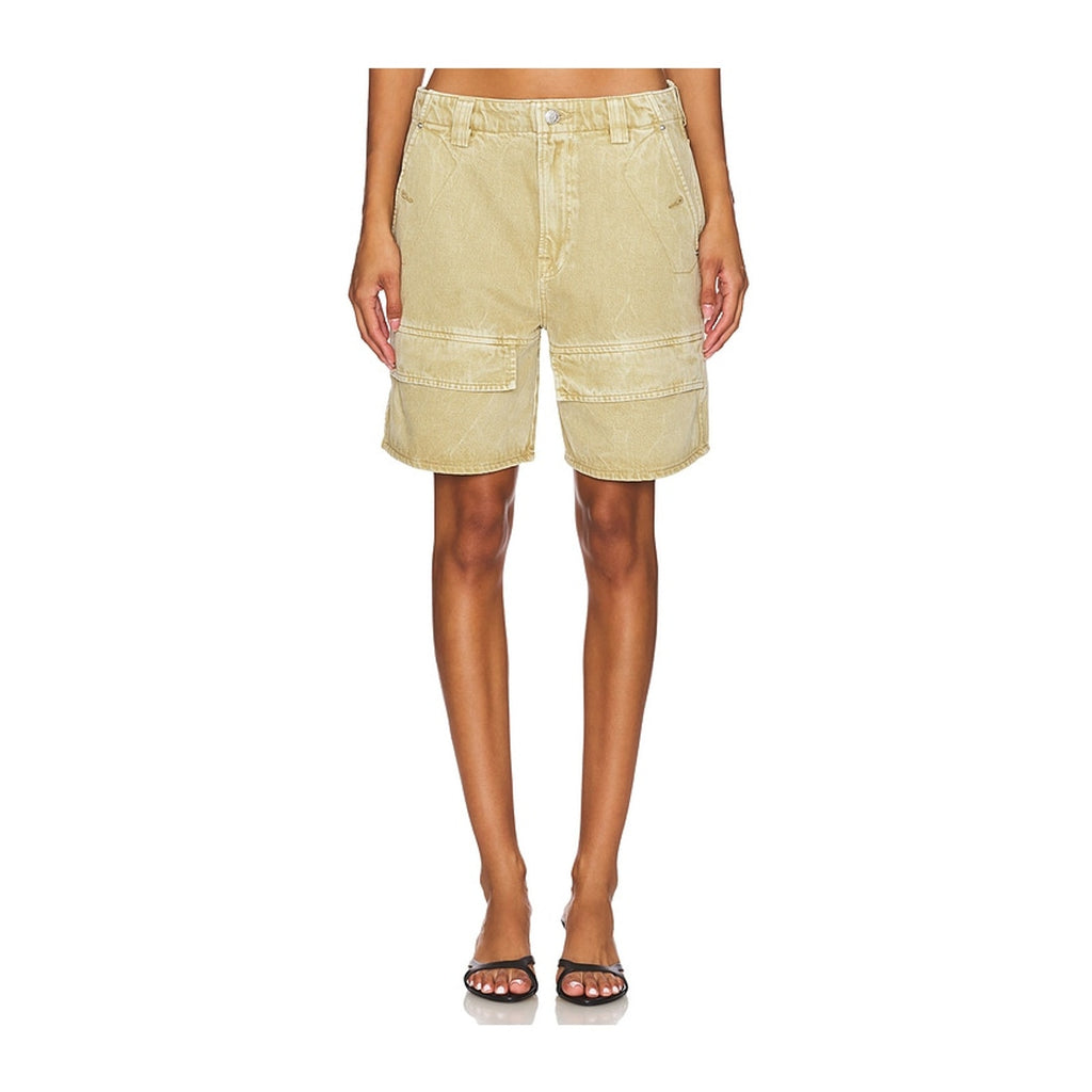 Grlfrnd 'Lindsey' Green Cotton Long Cargo Short Size 27