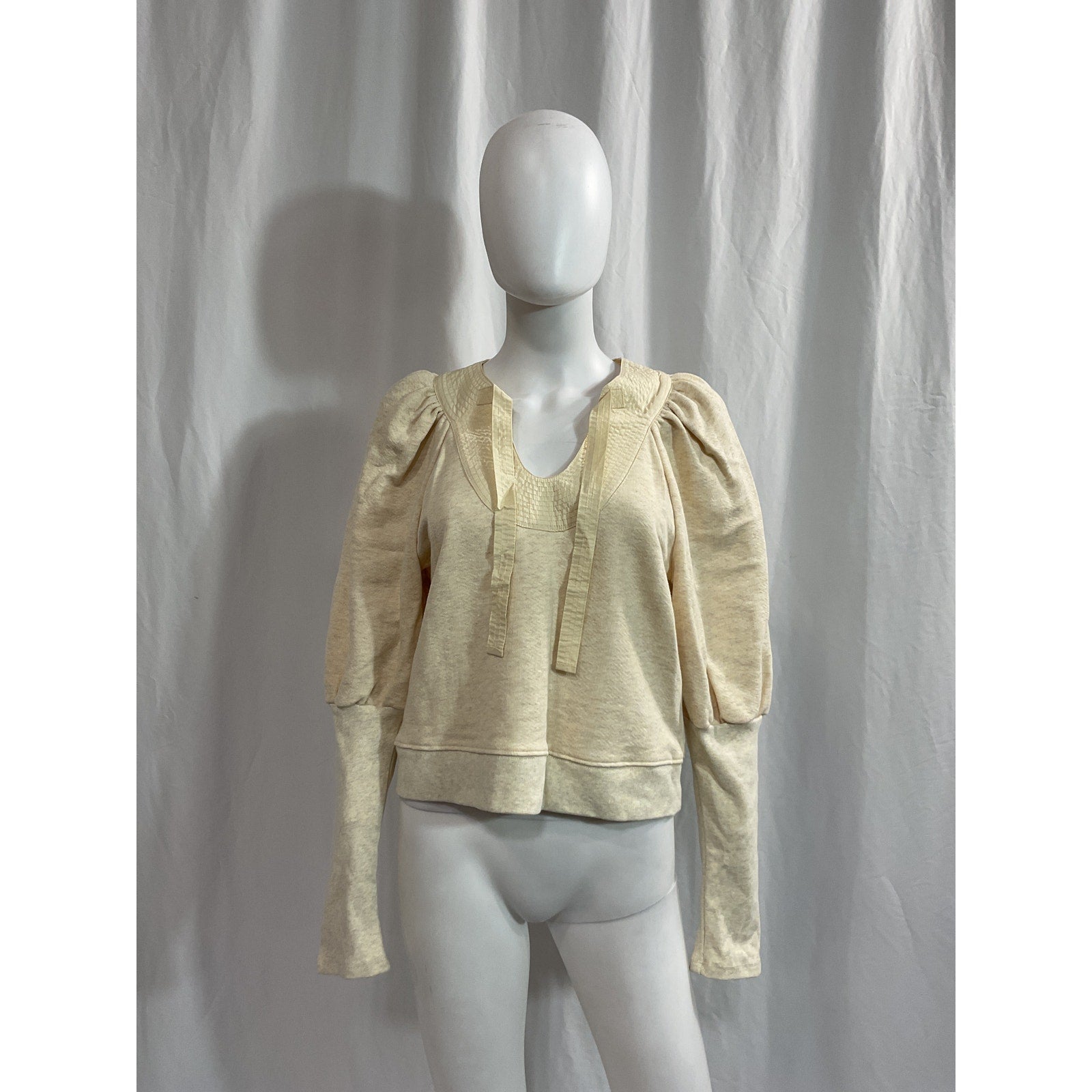Ulla Johnson 'Sutton' White Poplin-Trimmed Cotton-Jersey Sweatshirt Size M