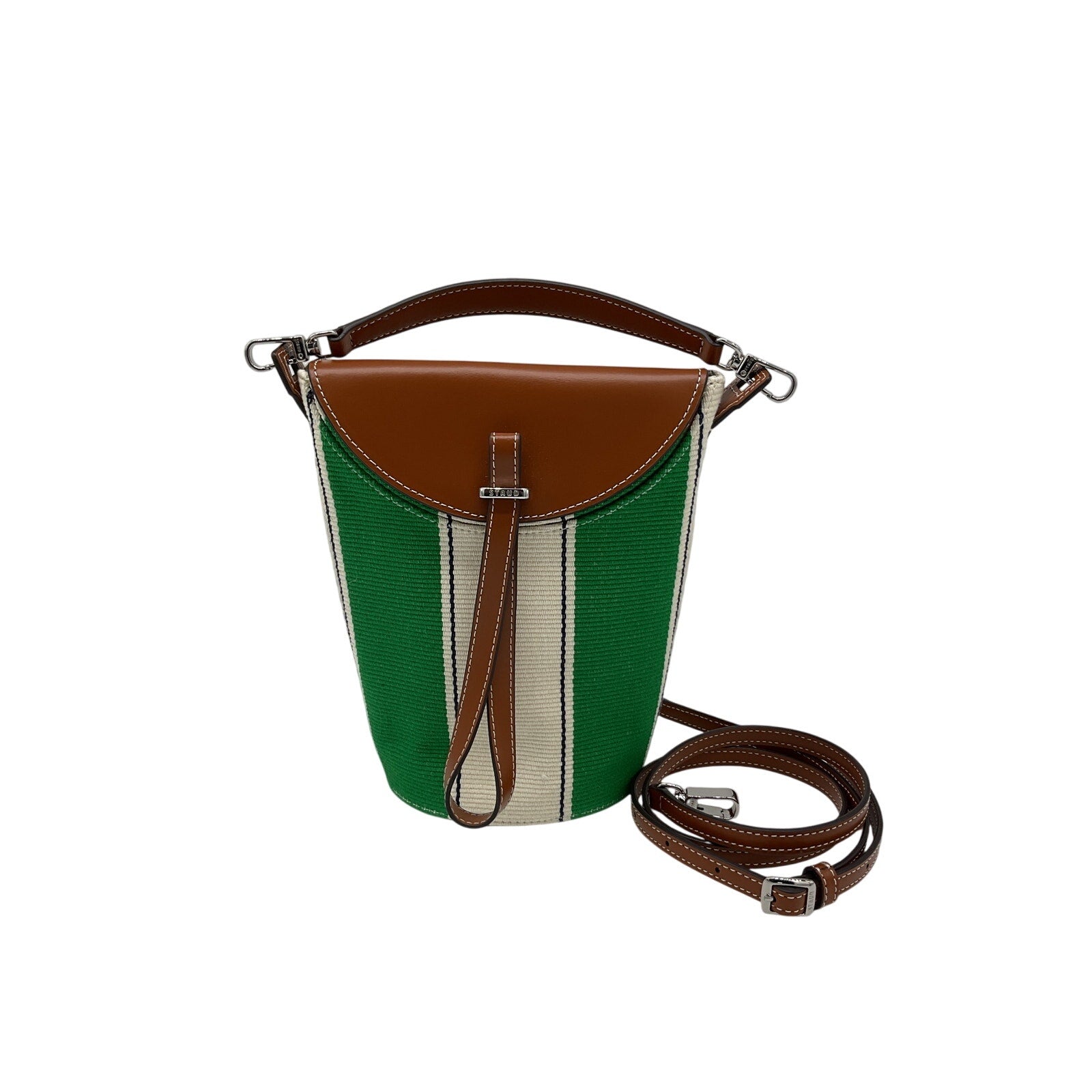 Staud 'Phoebe' Green Canvas Convertible Bucket Bag