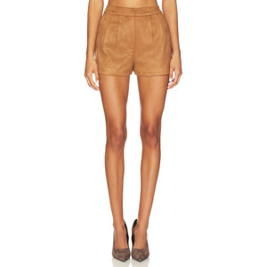 Astr The Label Faux Suede Brown Jude Shorts Size S