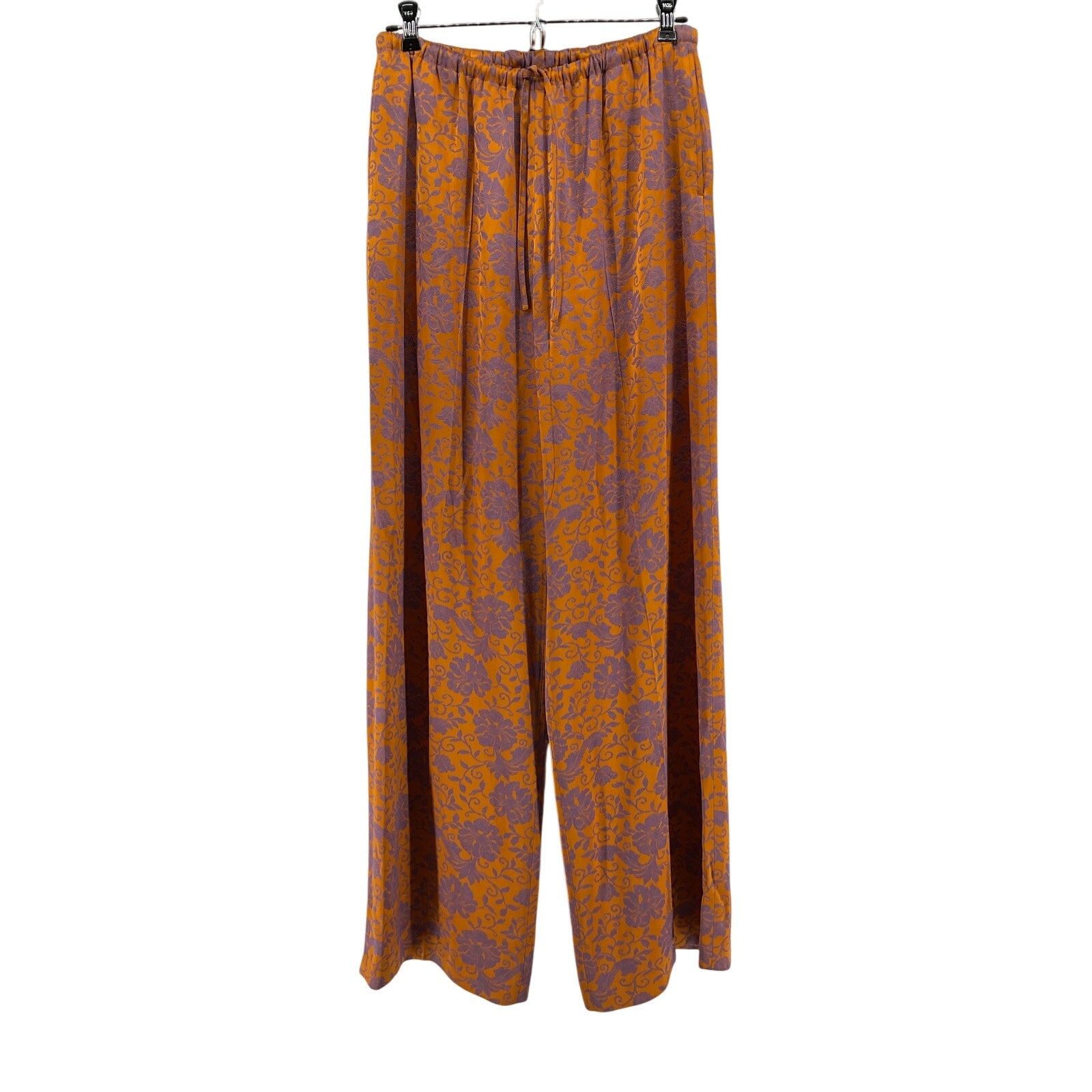 Dries Van Noten Orange Viscose Jacquard Trousers Size 36