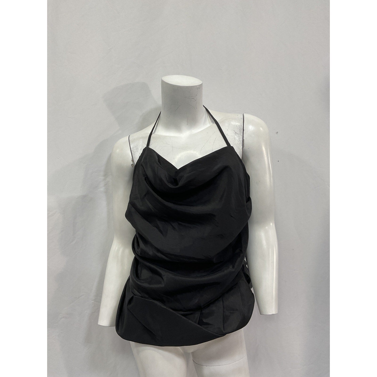 Simkhai 'Hailee' Black Taffeta Draped Halter Top Size 10 - NWT