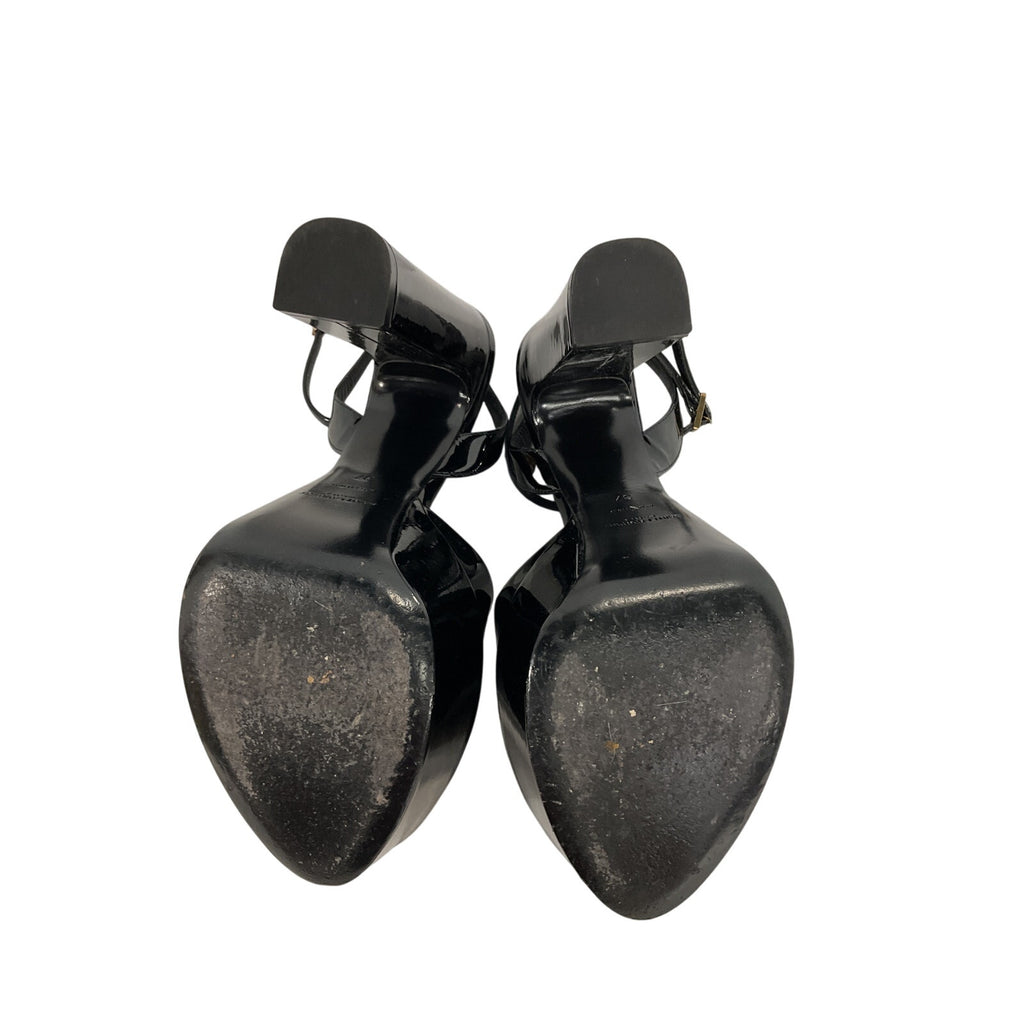 Saint Laurent Black Leather Sexy Tanouk Sandal Size 7